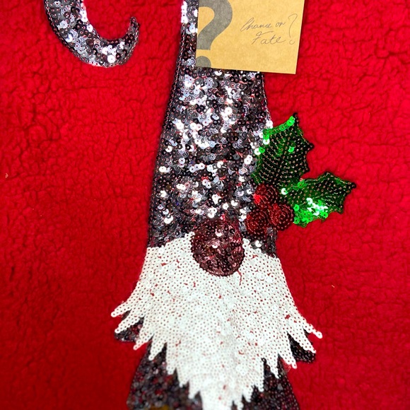 CHANCE OR FATE Christmas Fuzzy Gnome Pullover Sweater Size Small - Picture 3 of 5